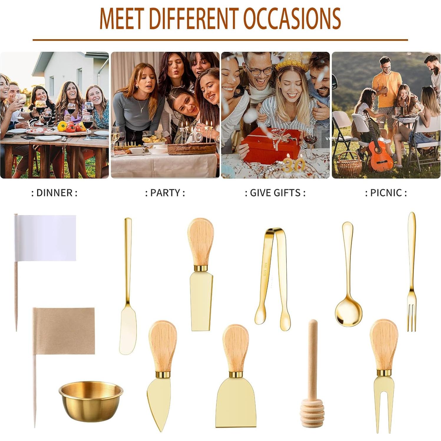 Juego de 48 Accesorios para Tablas de Charcutería MDSPLPIY Oro