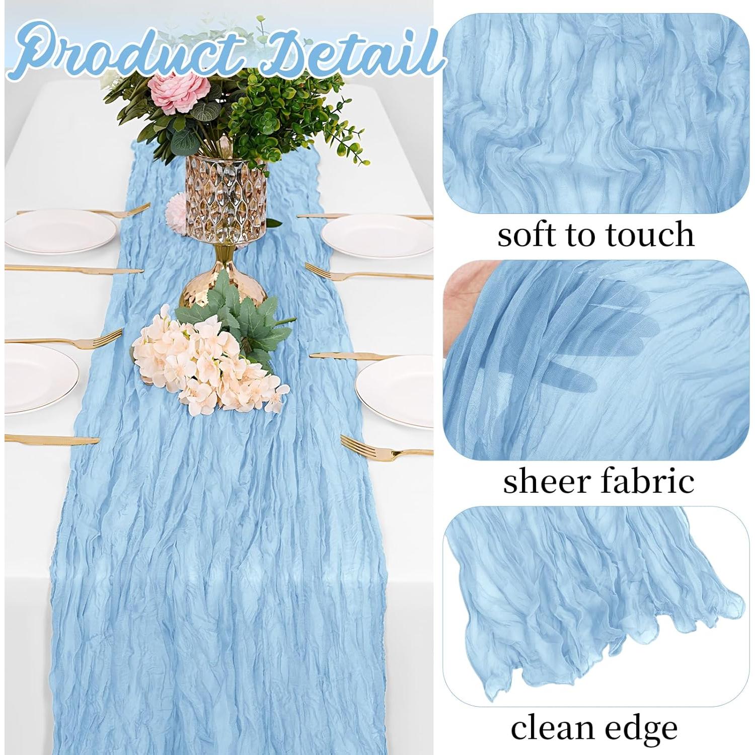 Caminos de Mesa de Gasa Yorcari Azul Bebé 20x120 cm - Paquete de 8