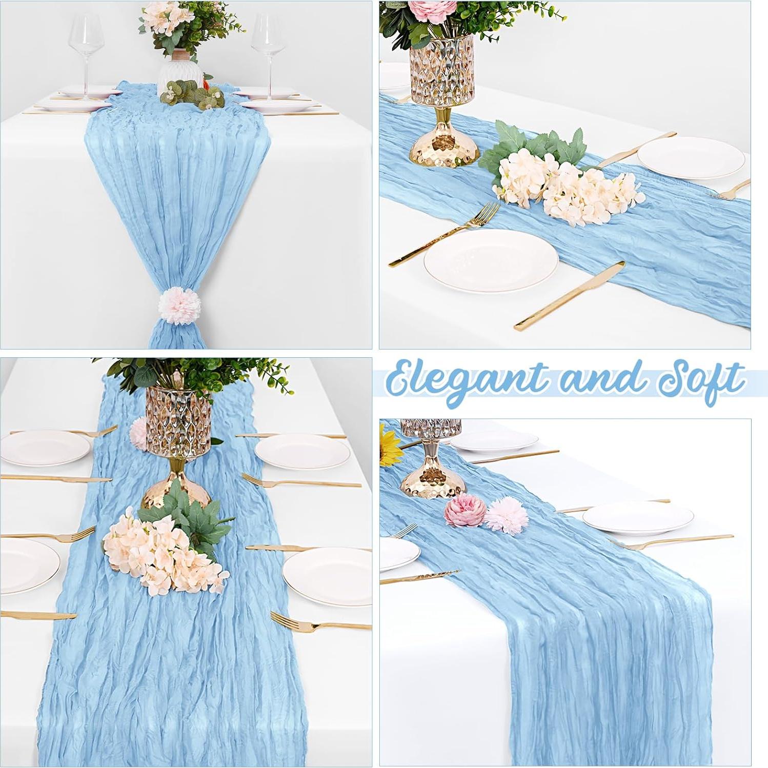 Caminos de Mesa de Gasa Yorcari Azul Bebé 20x120 cm - Paquete de 8