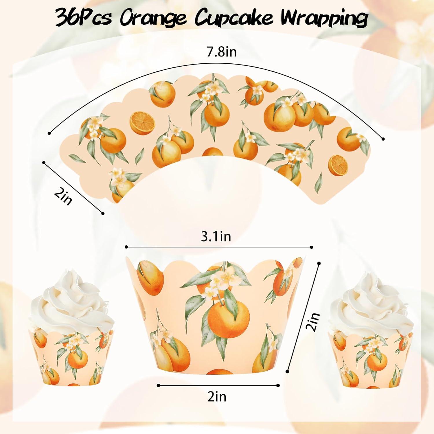 Envolturas de Cupcake Naranja Whaline 36 Piezas 19.81 cm