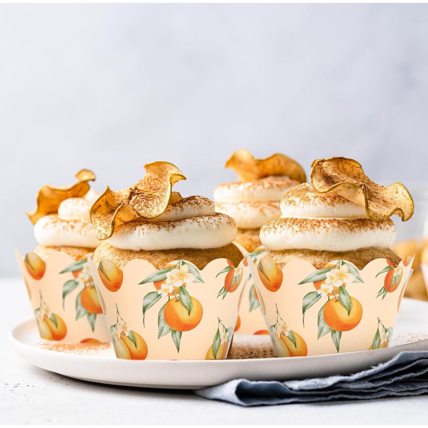 Envolturas de Cupcake Naranja Whaline 36 Piezas 19.81 cm