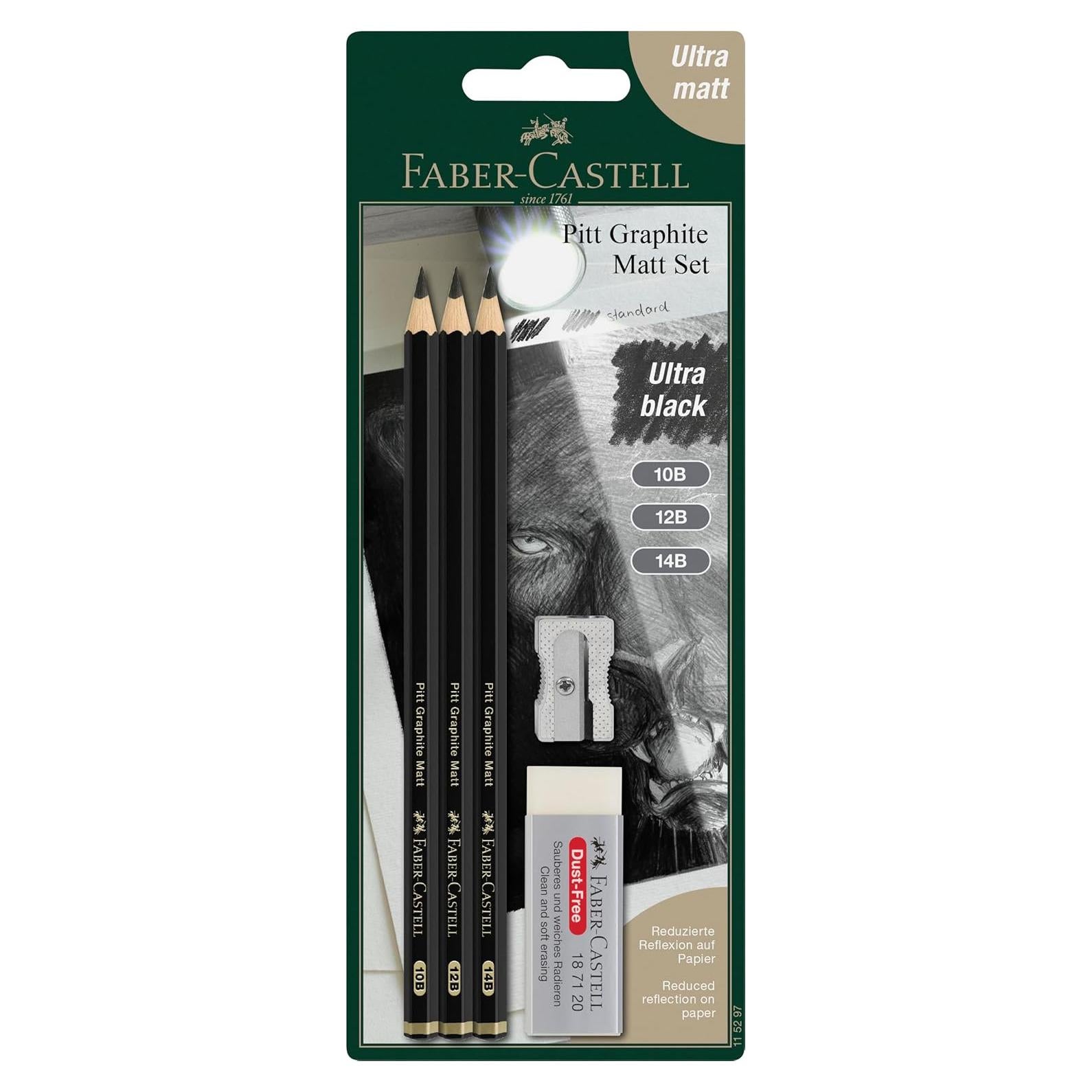 Lápices de Grafito Mate Faber-Castell 10B 12B 14B - Set de 3