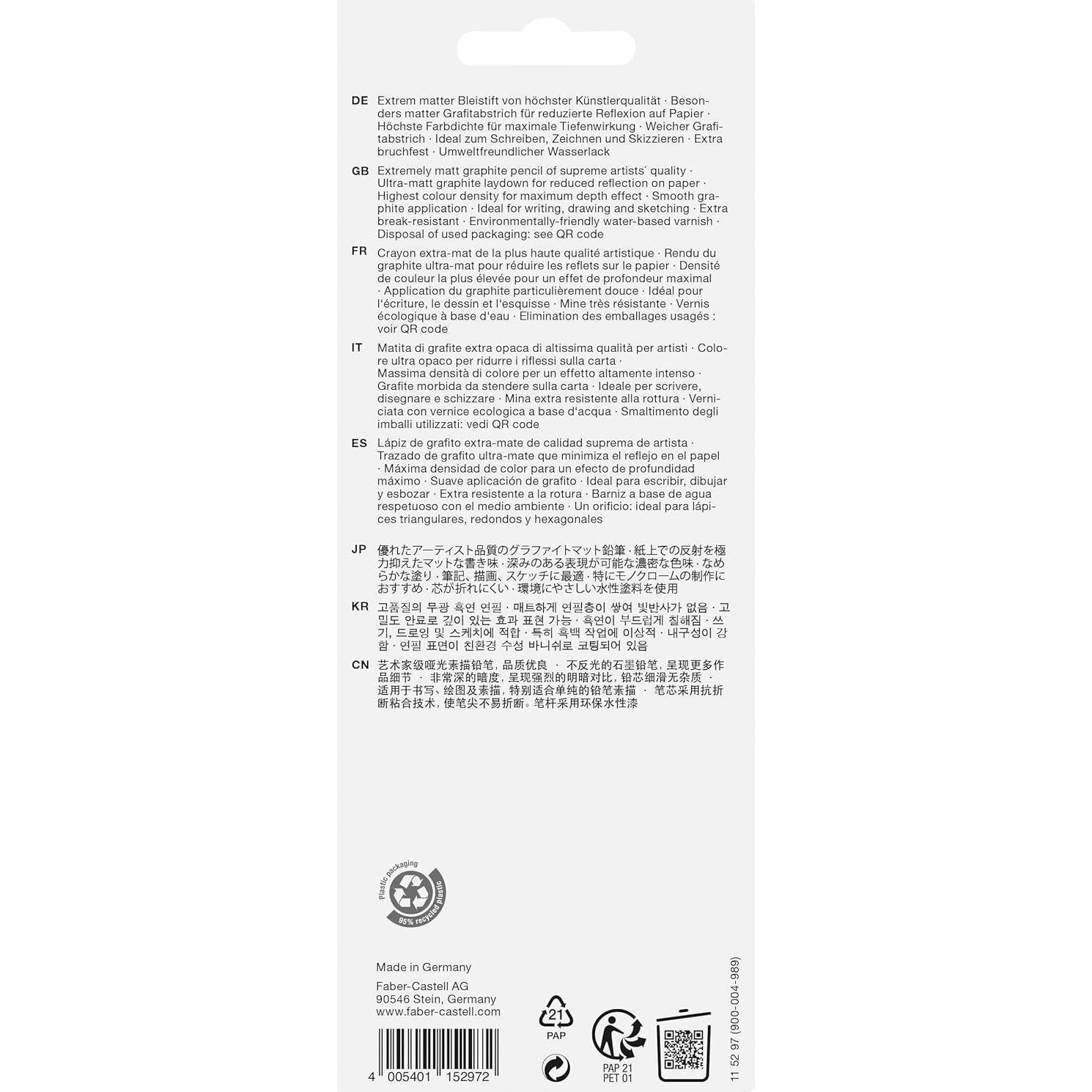 Lápices de Grafito Mate Faber-Castell 10B 12B 14B - Set de 3