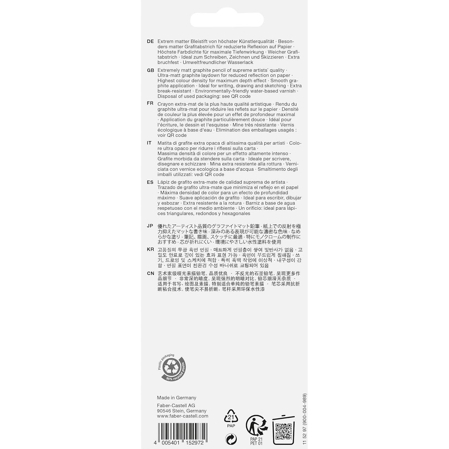 Lápices de Grafito Mate Faber-Castell 10B 12B 14B - Set de 3