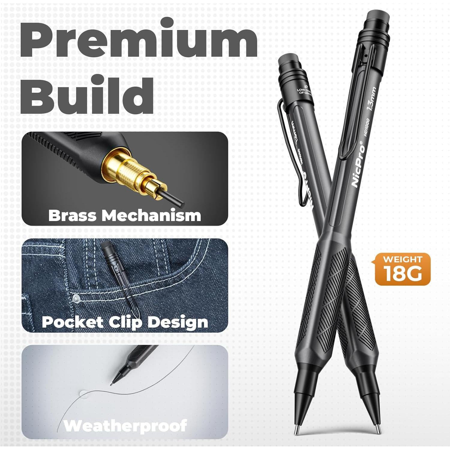 Conjunto de Lápices Mecánicos Nicpro 1.3mm Resistente al Agua