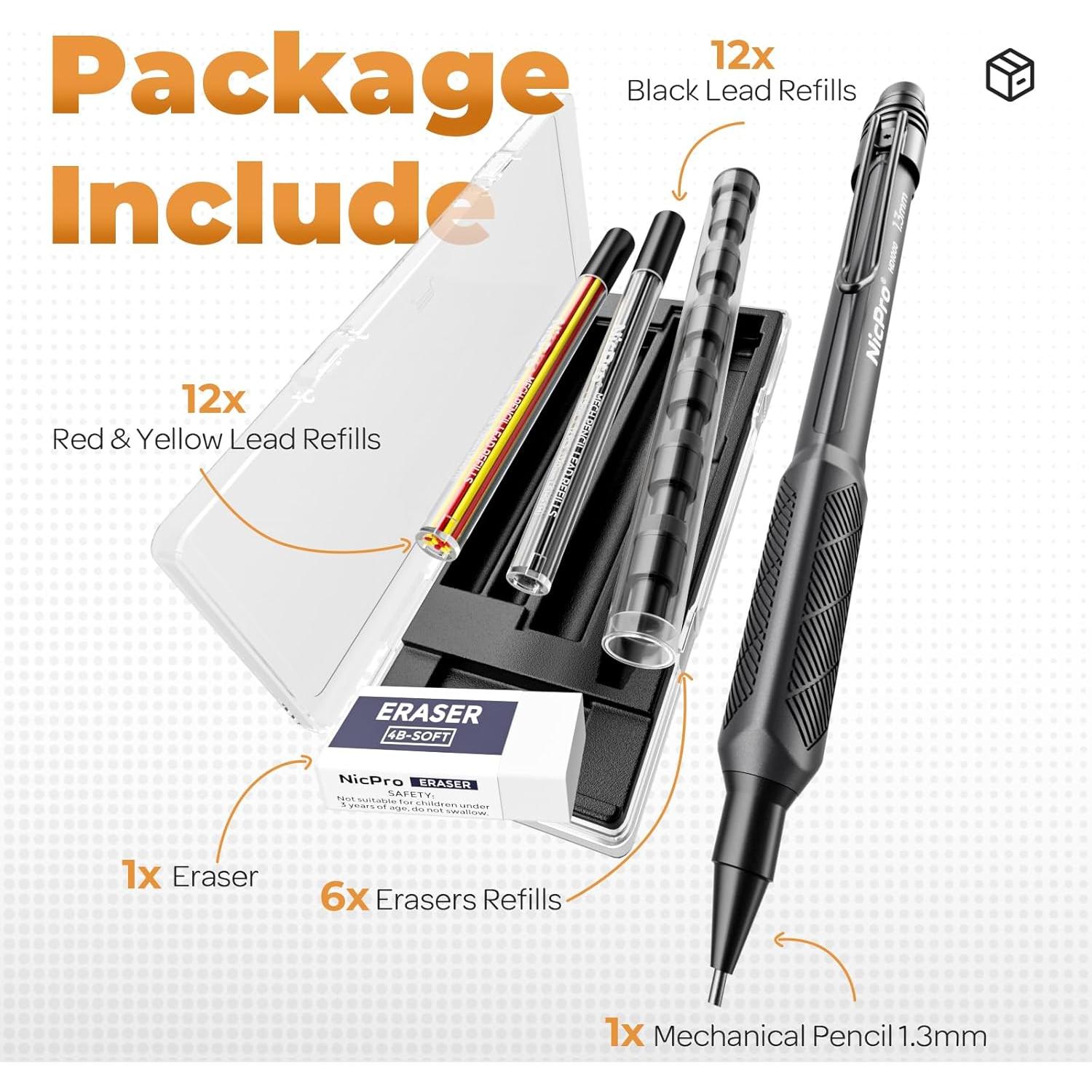 Conjunto de Lápices Mecánicos Nicpro 1.3mm Resistente al Agua