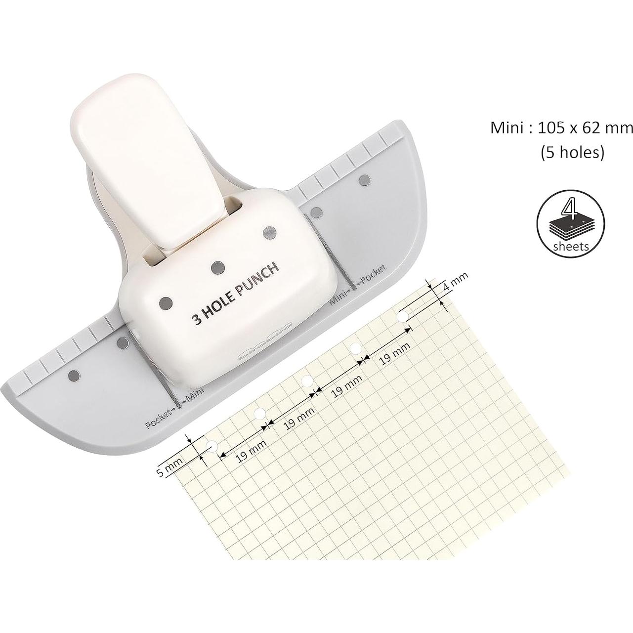 Perforadora de 3 Agujeros Bira Craft Mini 4 Hojas