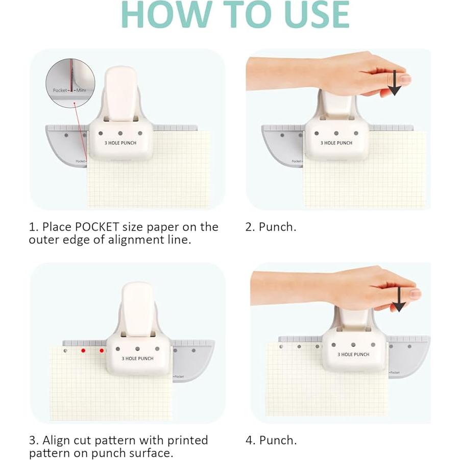 Perforadora de 3 Agujeros Bira Craft Mini 4 Hojas