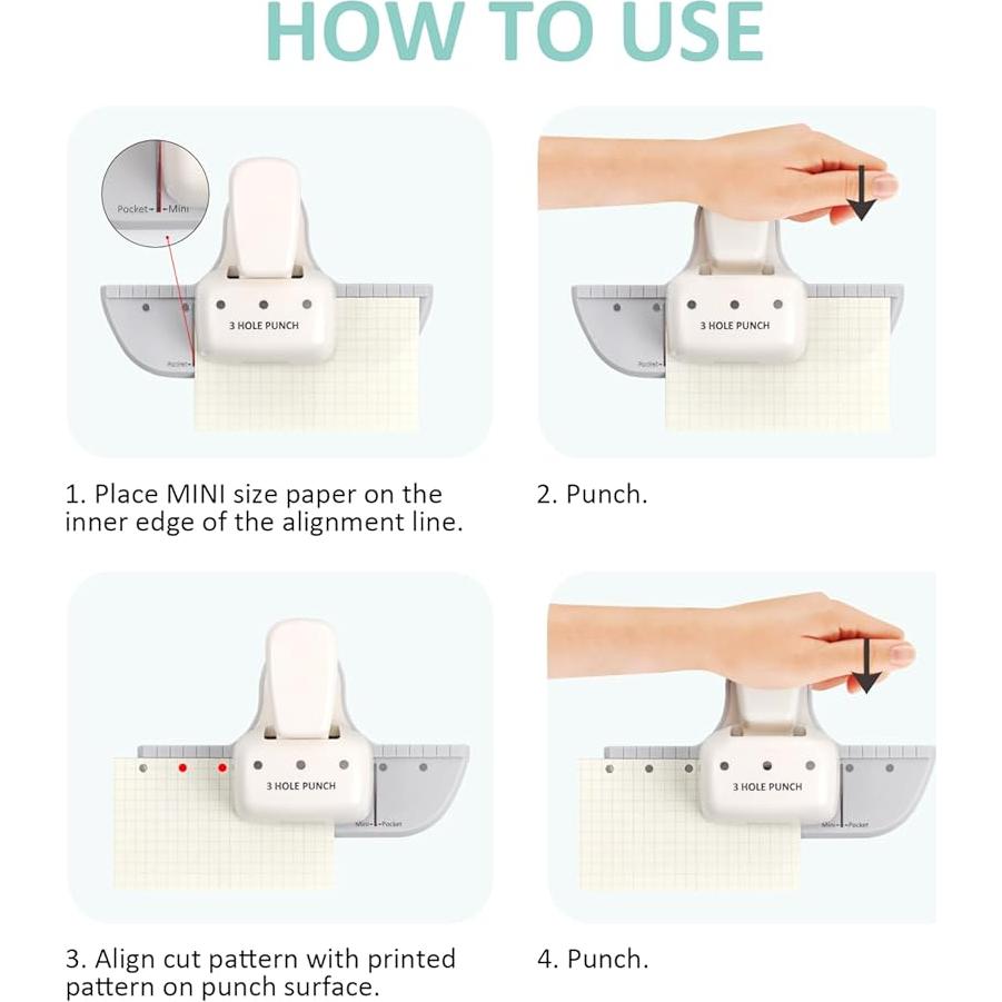 Perforadora de 3 Agujeros Bira Craft Mini 4 Hojas