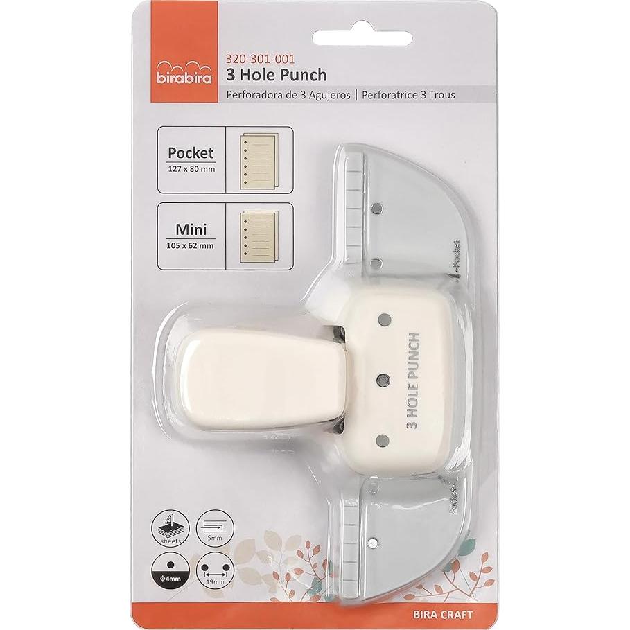 Perforadora de 3 Agujeros Bira Craft Mini 4 Hojas