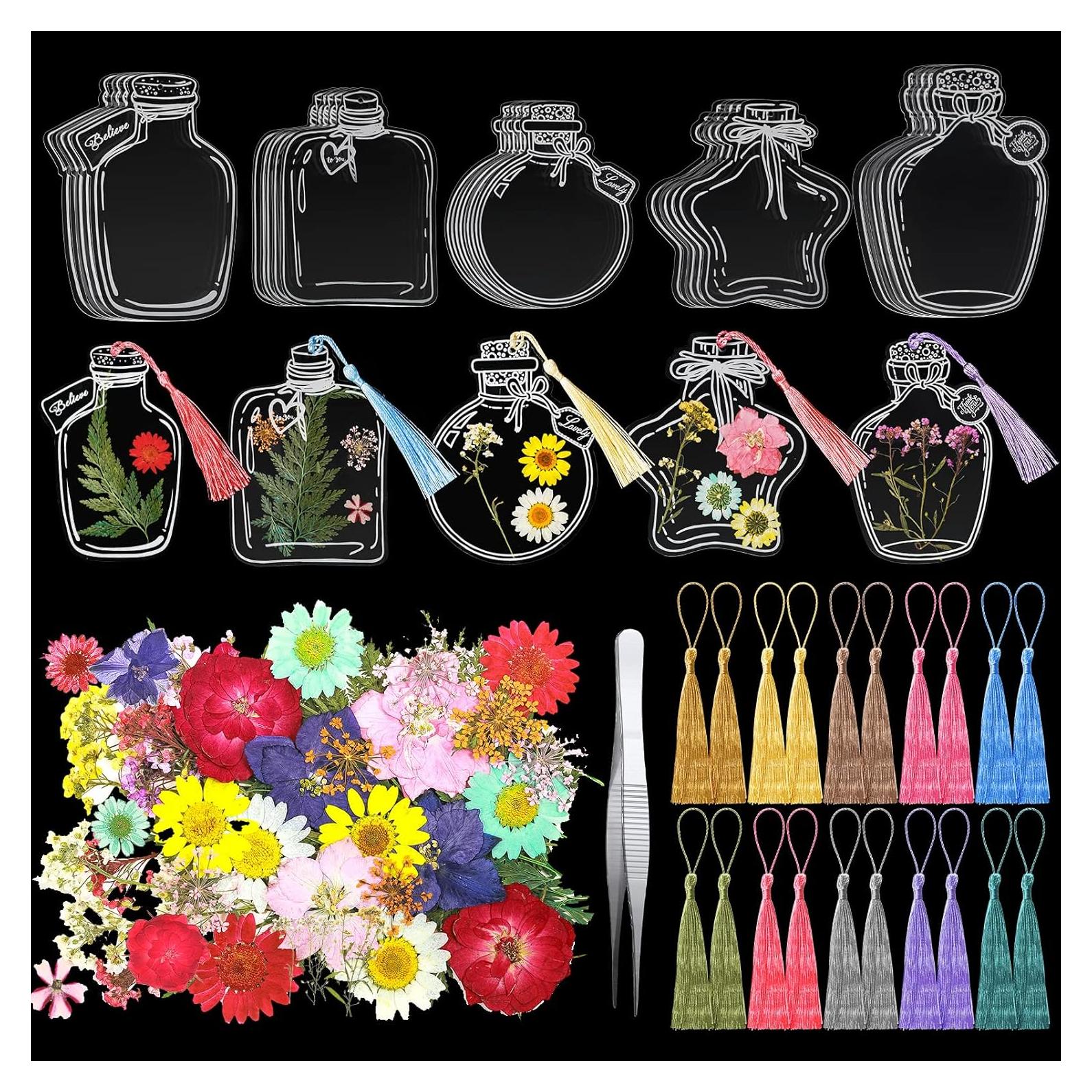 Marcadores Transparentes de Flores Secas TaoBary - 91 Piezas