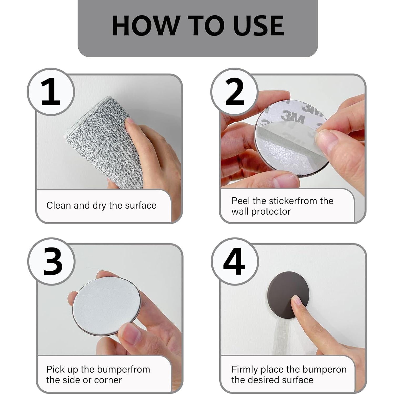 24PCS Protectores de Pared FAMLEAF para Manijas de Puerta 2CM