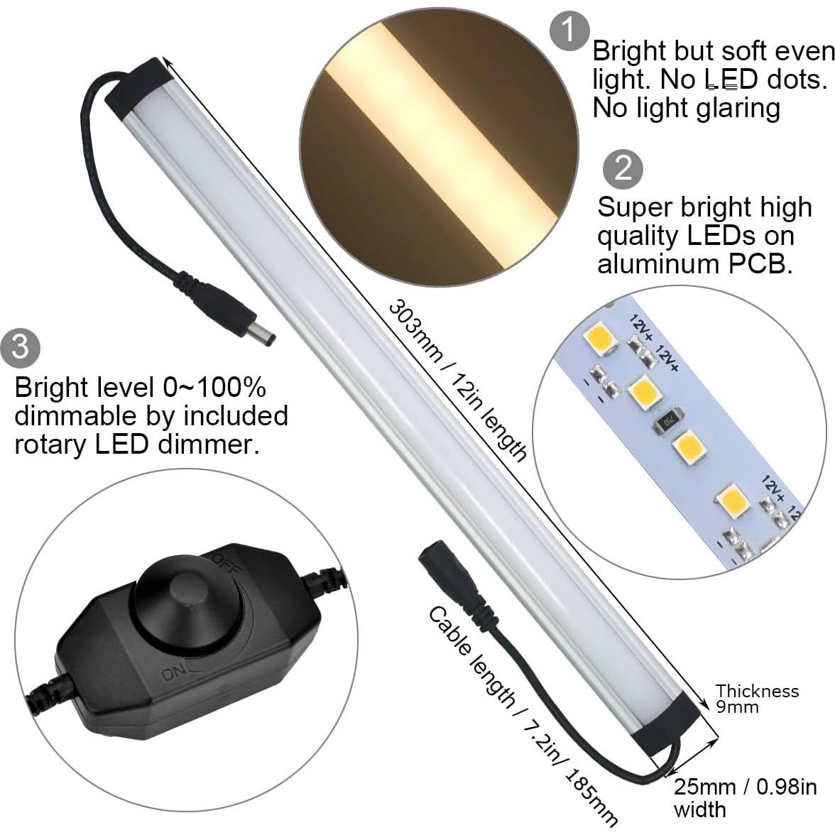 Kit de Iluminación LED Bajo Gabinete 6 Piezas 31W 2000 Lúmenes