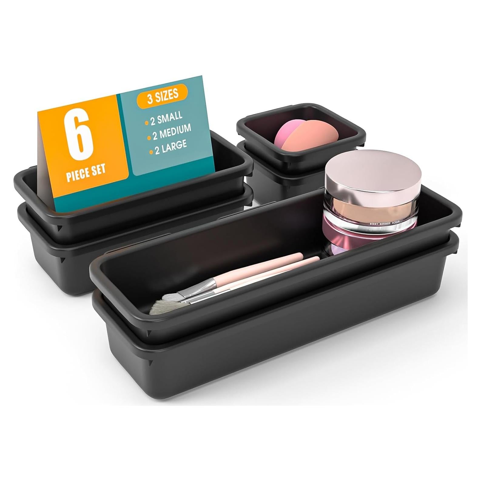 Juego de 6 Organizadores de Cajones StoreHappily - Plástico Negro