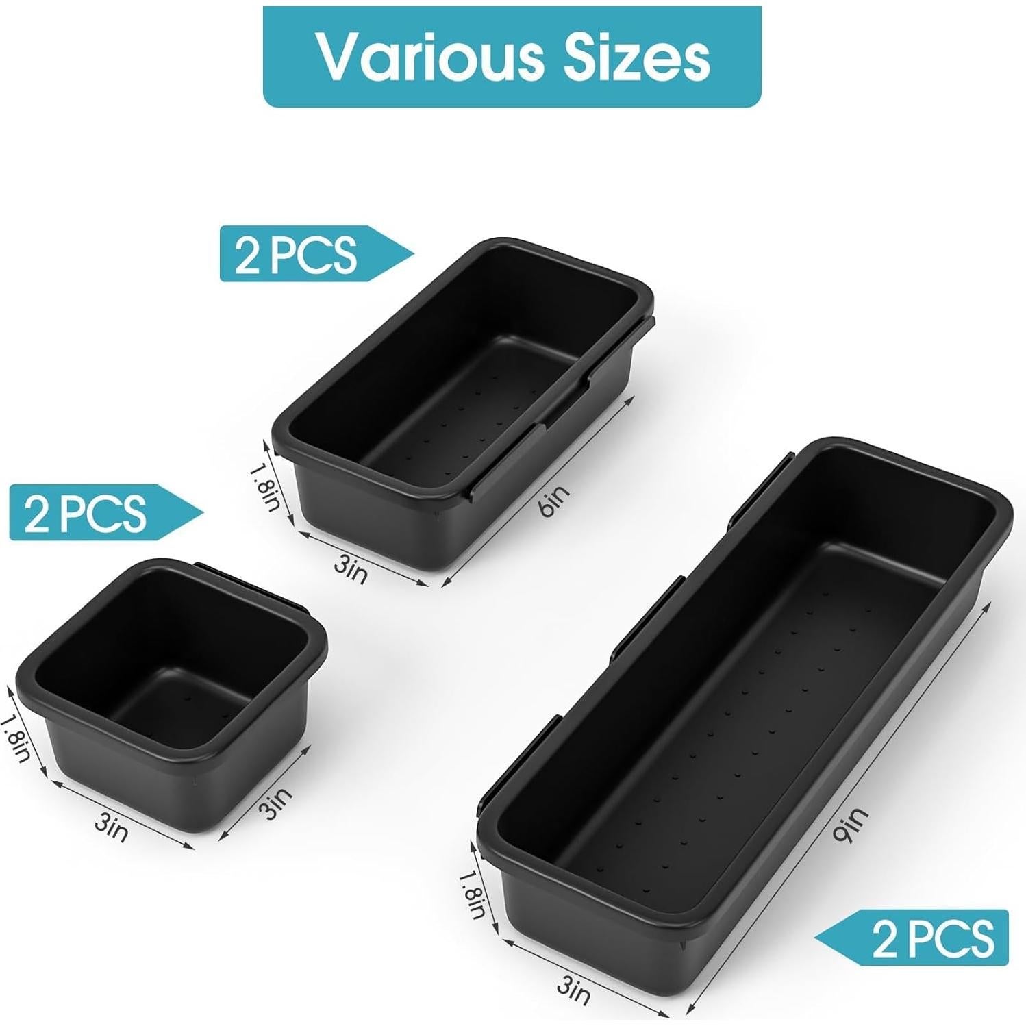 Juego de 6 Organizadores de Cajones StoreHappily - Plástico Negro