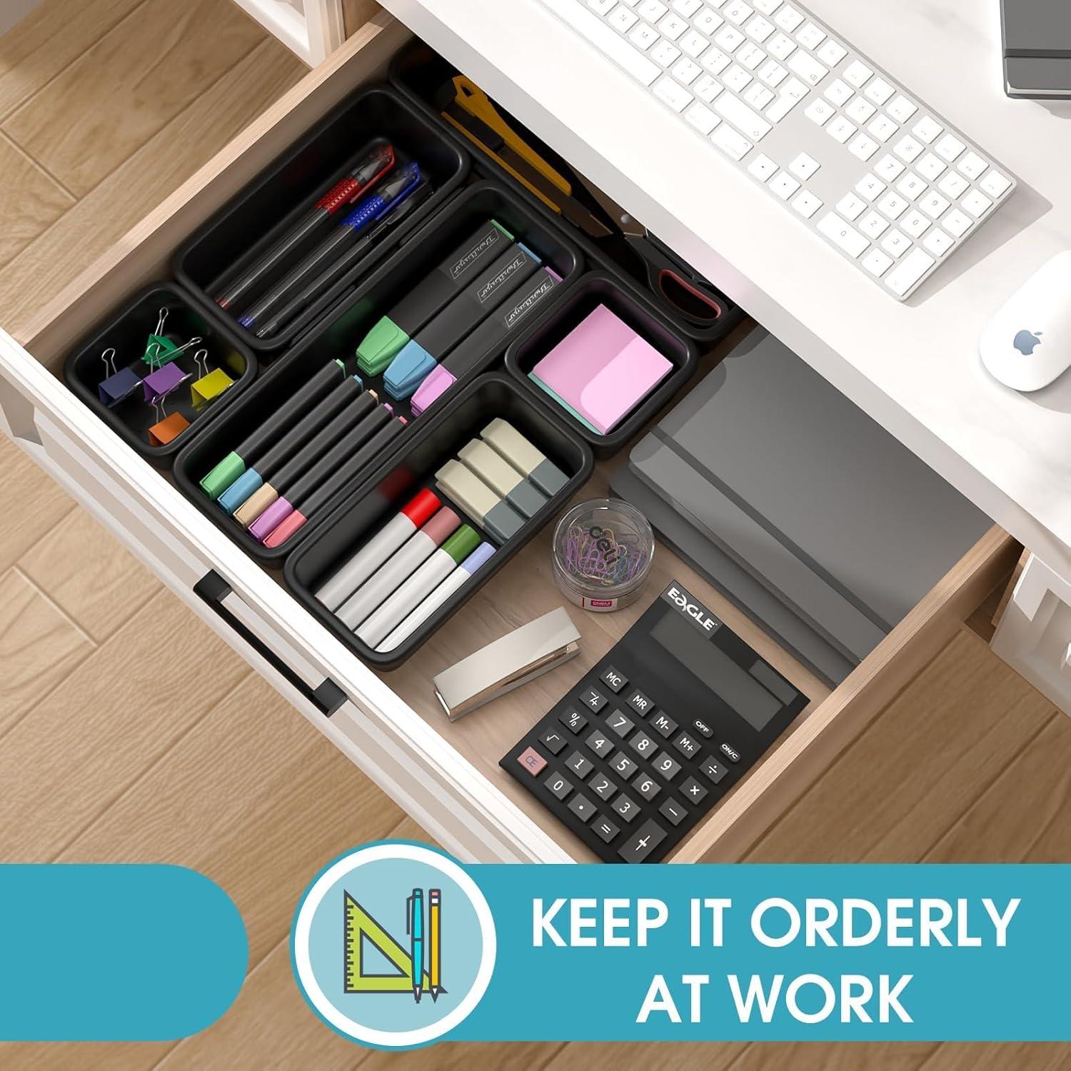 Juego de 6 Organizadores de Cajones StoreHappily - Plástico Negro