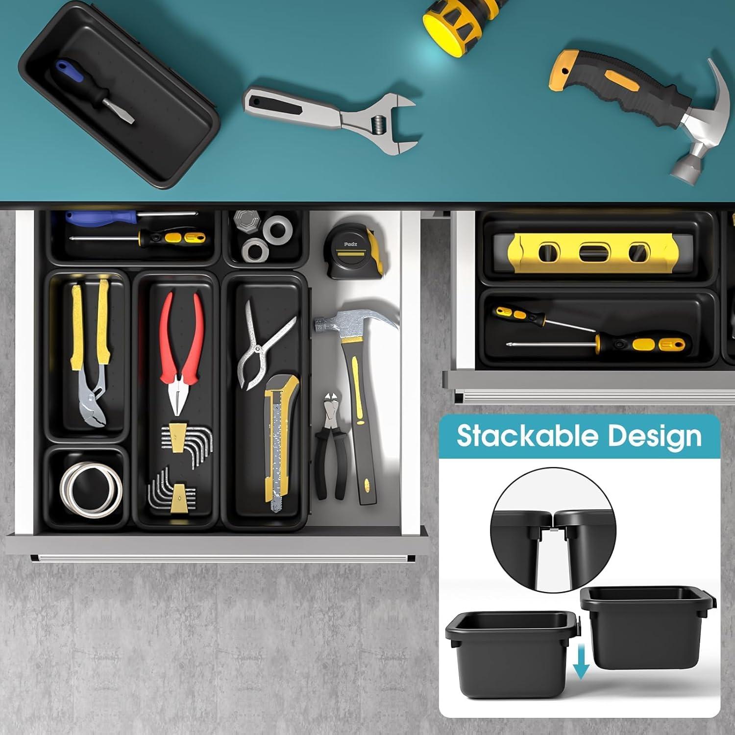 Juego de 6 Organizadores de Cajones StoreHappily - Plástico Negro