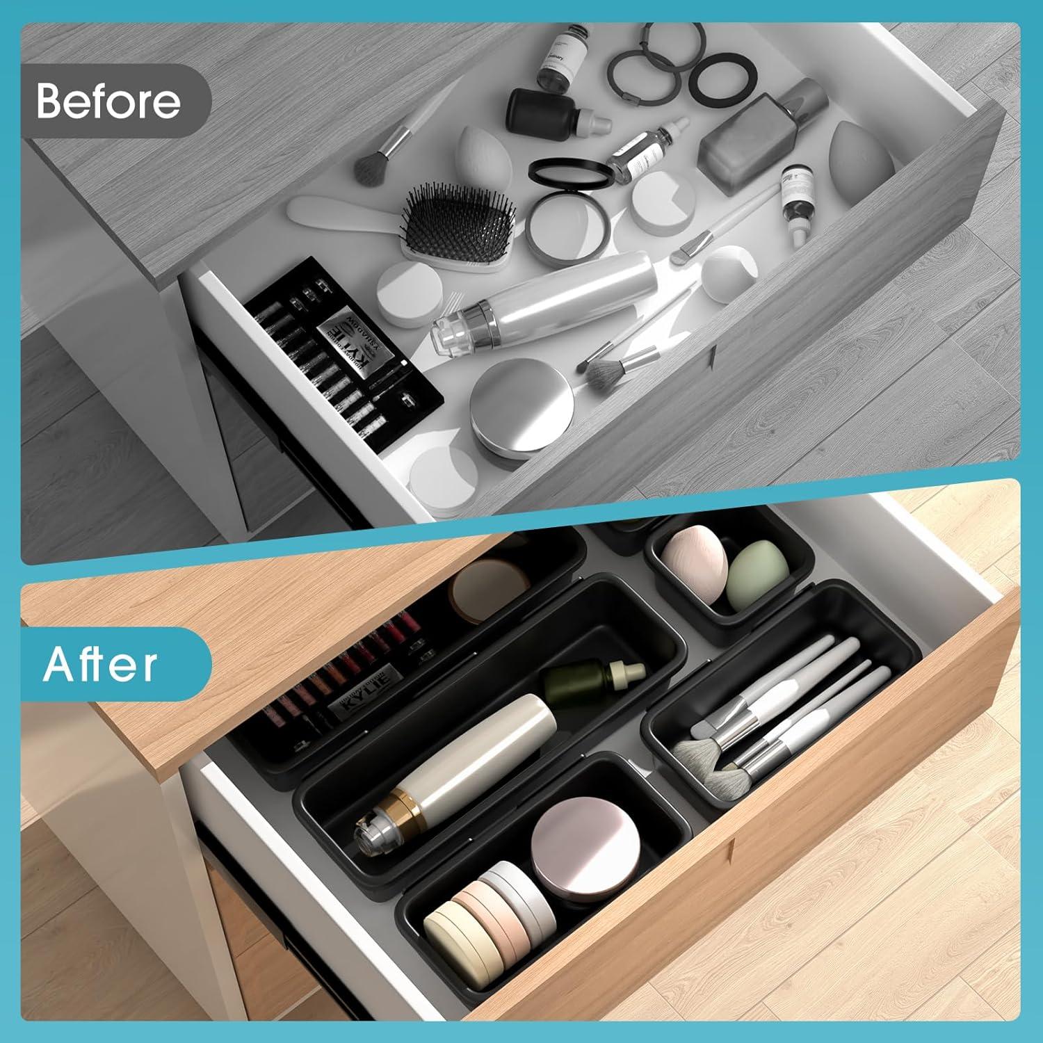 Juego de 6 Organizadores de Cajones StoreHappily - Plástico Negro