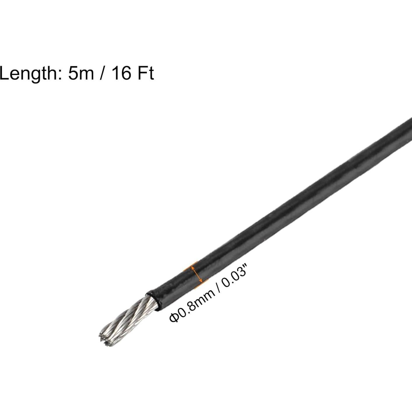 Cable de Acero Inoxidable 304 5m MECCANIXITY con Recubrimiento Vinilo 0.8mm