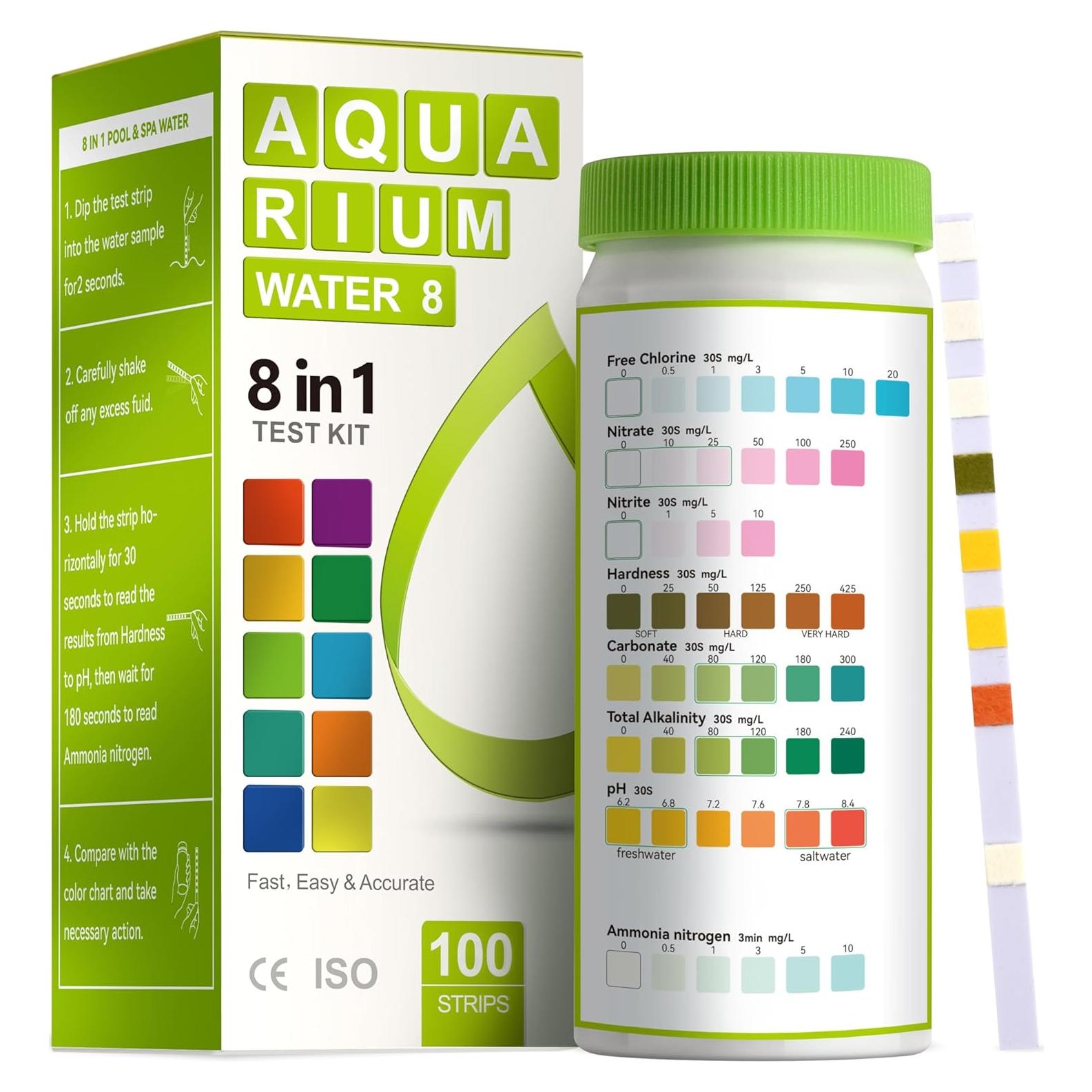 Tiras de Prueba de Amoniaco AAwipes 8-en-1 para Acuarios