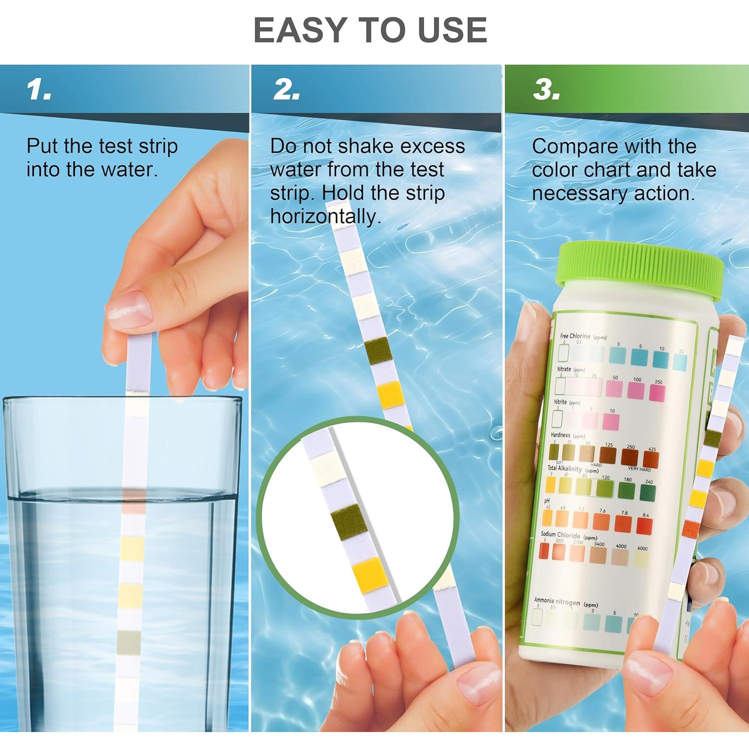 Tiras de Prueba de Amoniaco AAwipes 8-en-1 para Acuarios