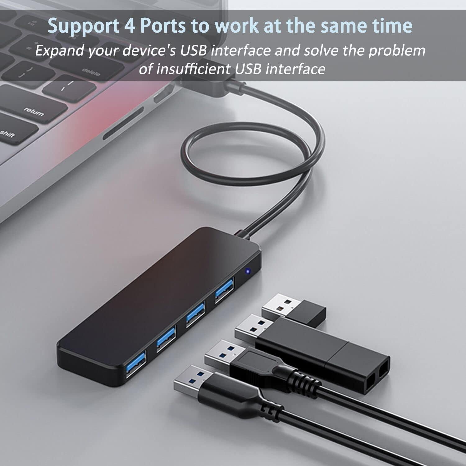 Hub USB 3.0 AKWOR de 4 Puertos para Laptop y Consolas