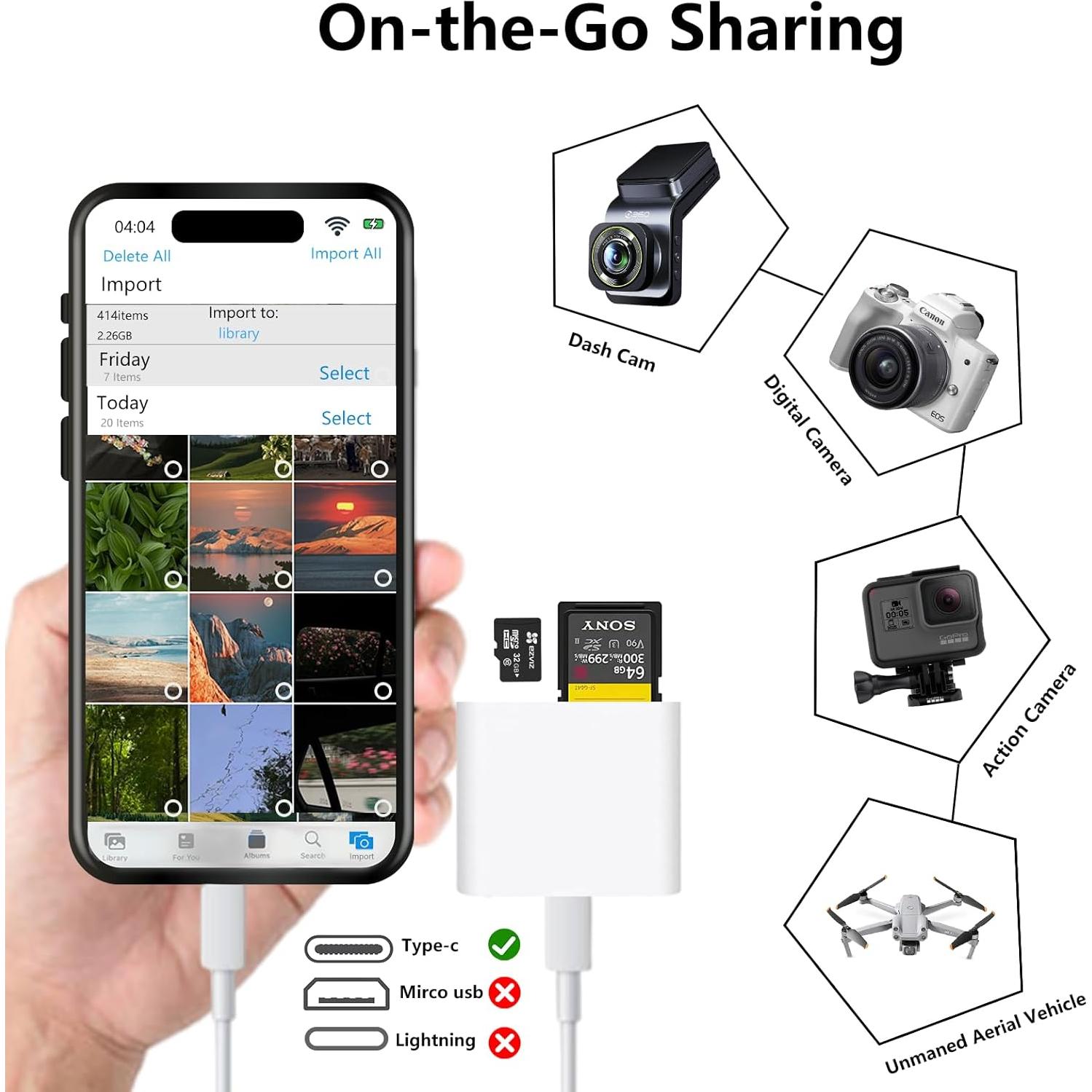 Lector de Tarjetas SD USB C MTIQHS Doble Ranura para iPhone 15/16