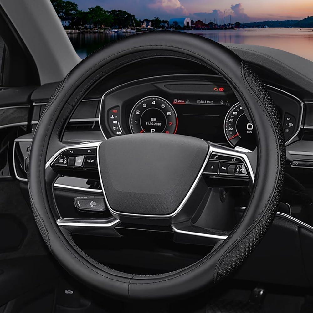 Cubierta de volante de cuero YOUDAXIN S70 37-38.5 cm negra