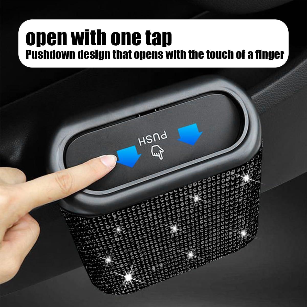 Basurero de Coche AICEL Negro con Tapa y Cristales Brillantes