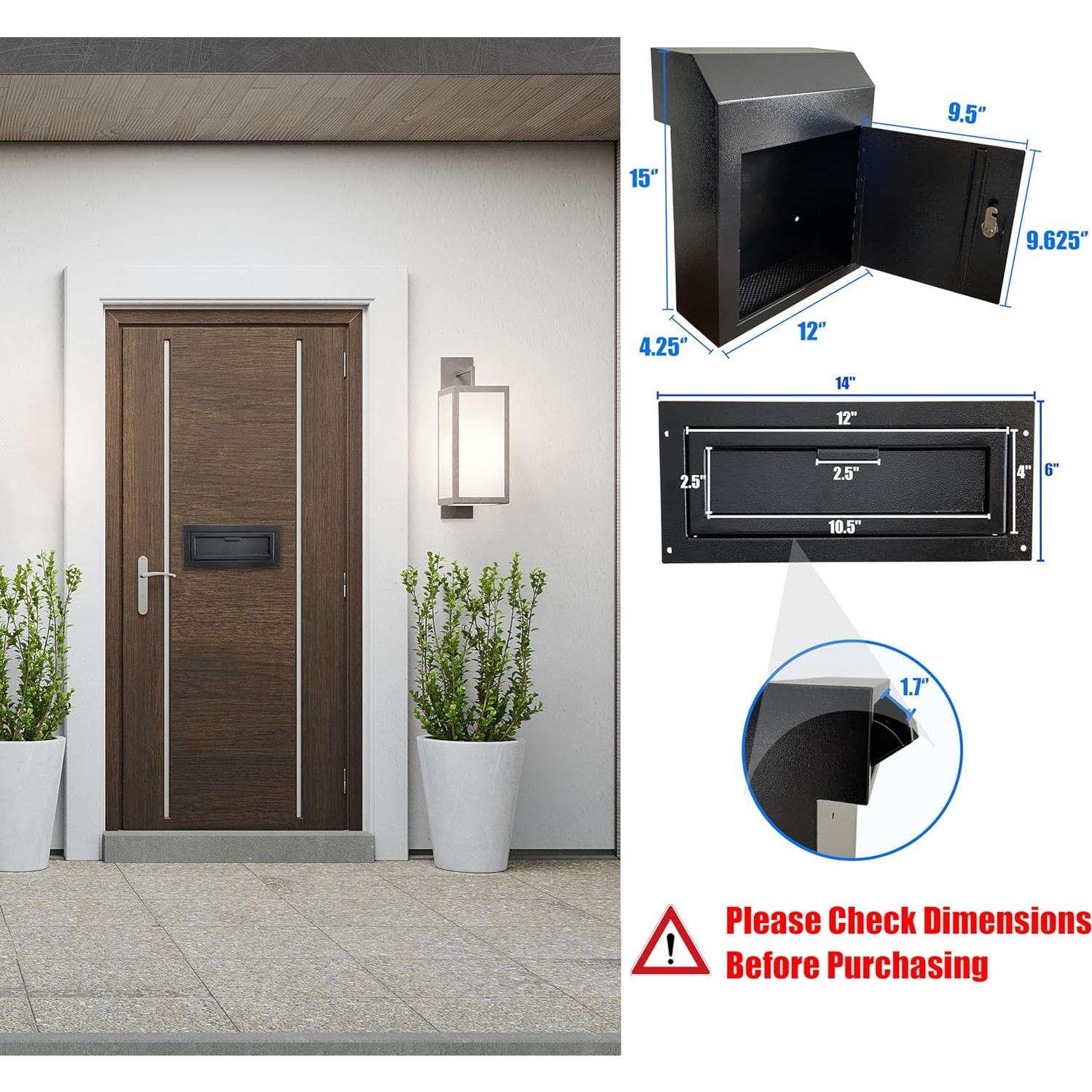 Buzón de entrega Plugsharge con cerradura - Acero 1.5mm - Negro