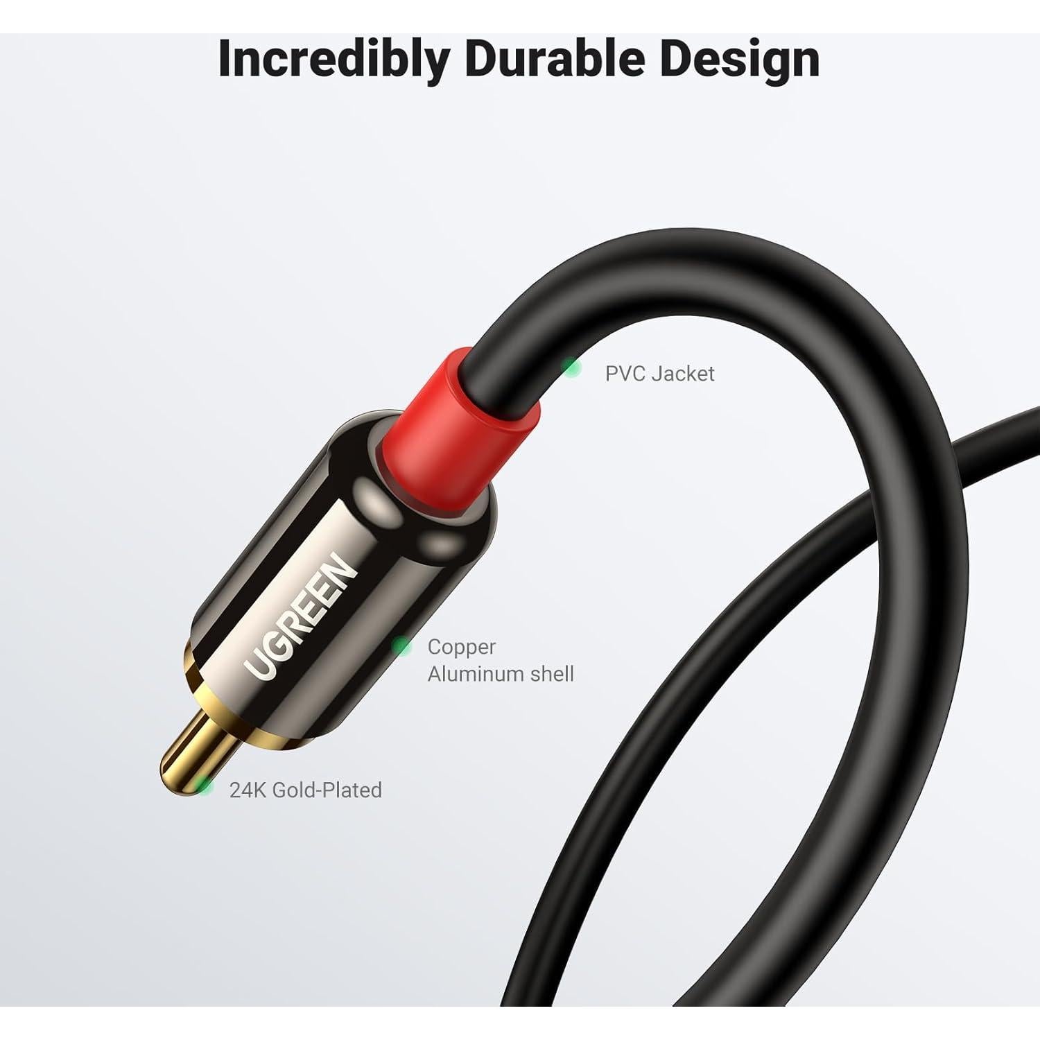 Cable de Audio UGREEN 3.5mm a 2RCA 1m HiFi Estéreo