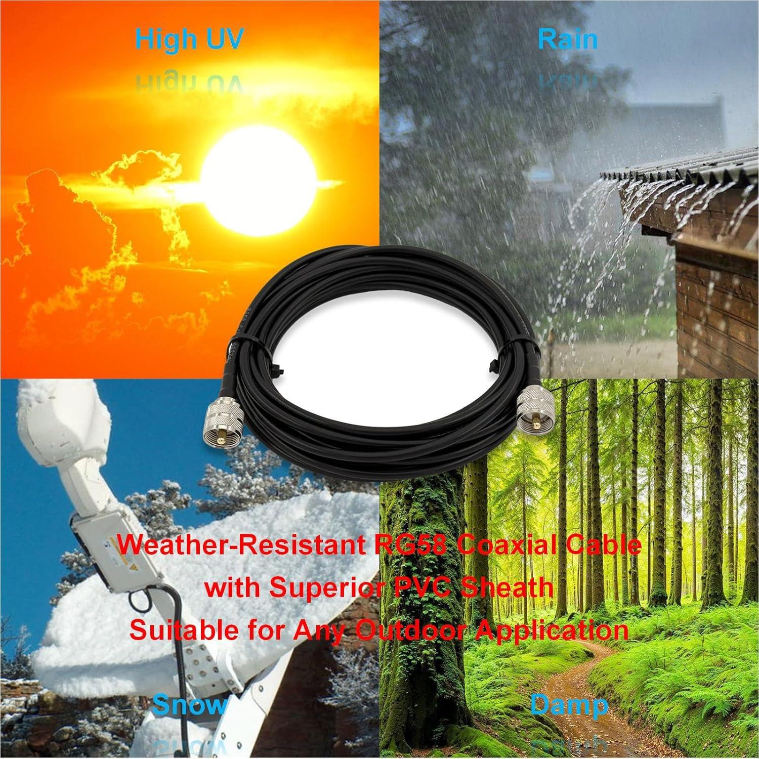 Cable Coaxial RG58 6.1m FMUSER 50 Ohm UHF Macho a Macho