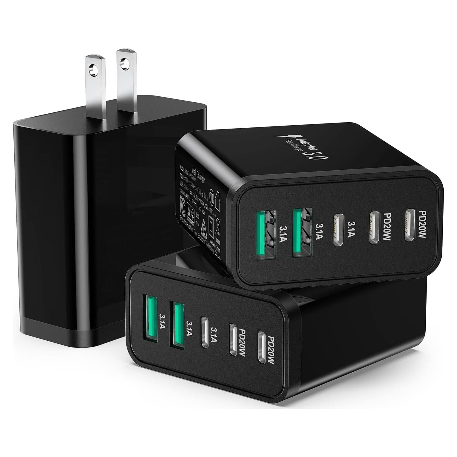 Cargador de Pared USB C 5 Puertos 50W Besgoods Carga Rápida