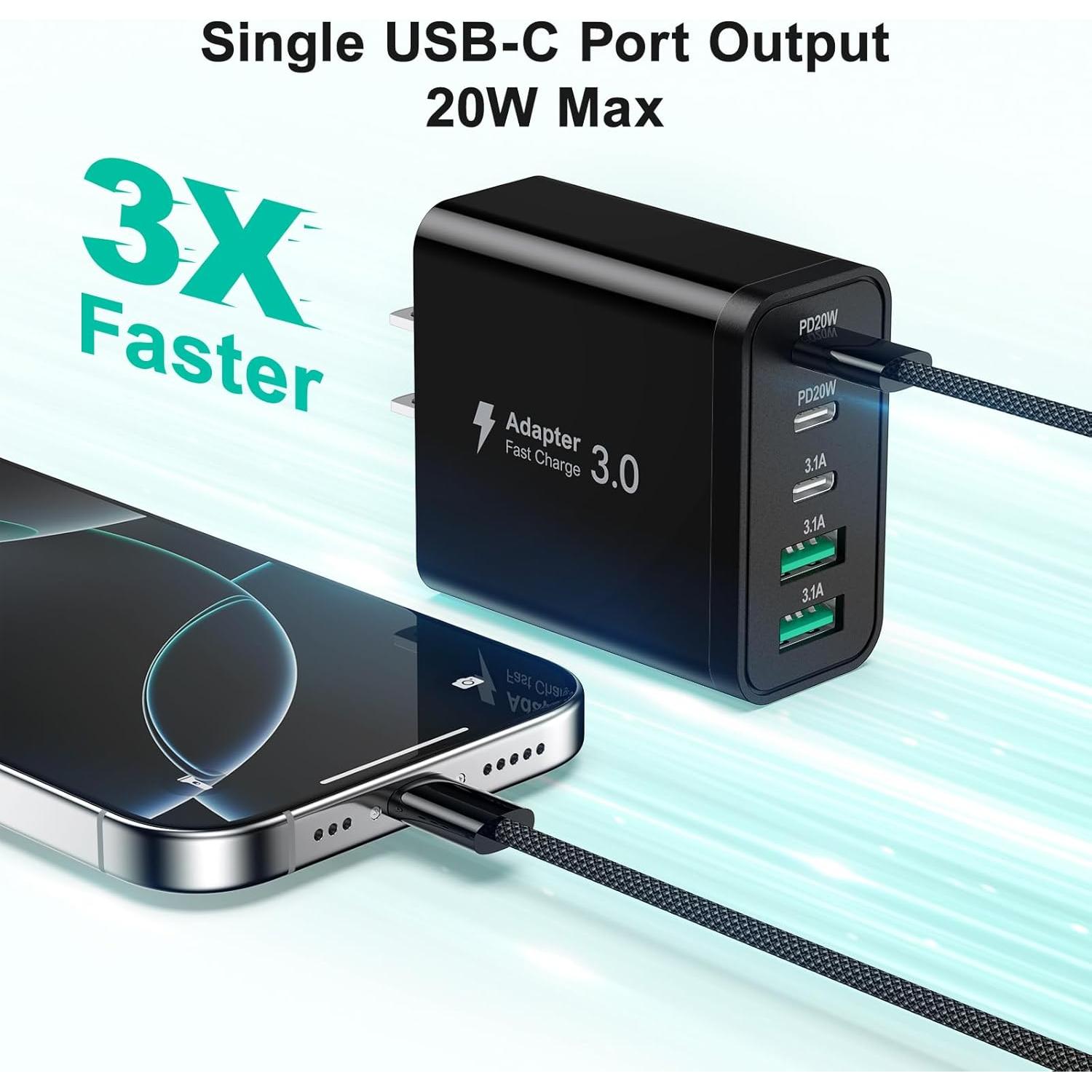 Cargador de Pared USB C 5 Puertos 50W Besgoods Carga Rápida