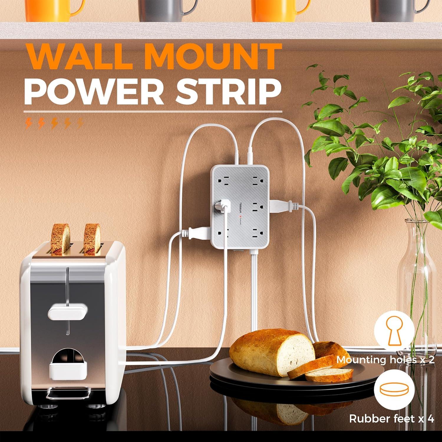 Regleta de Protección TESSAN 12 Salidas AC 4 USB 5FT