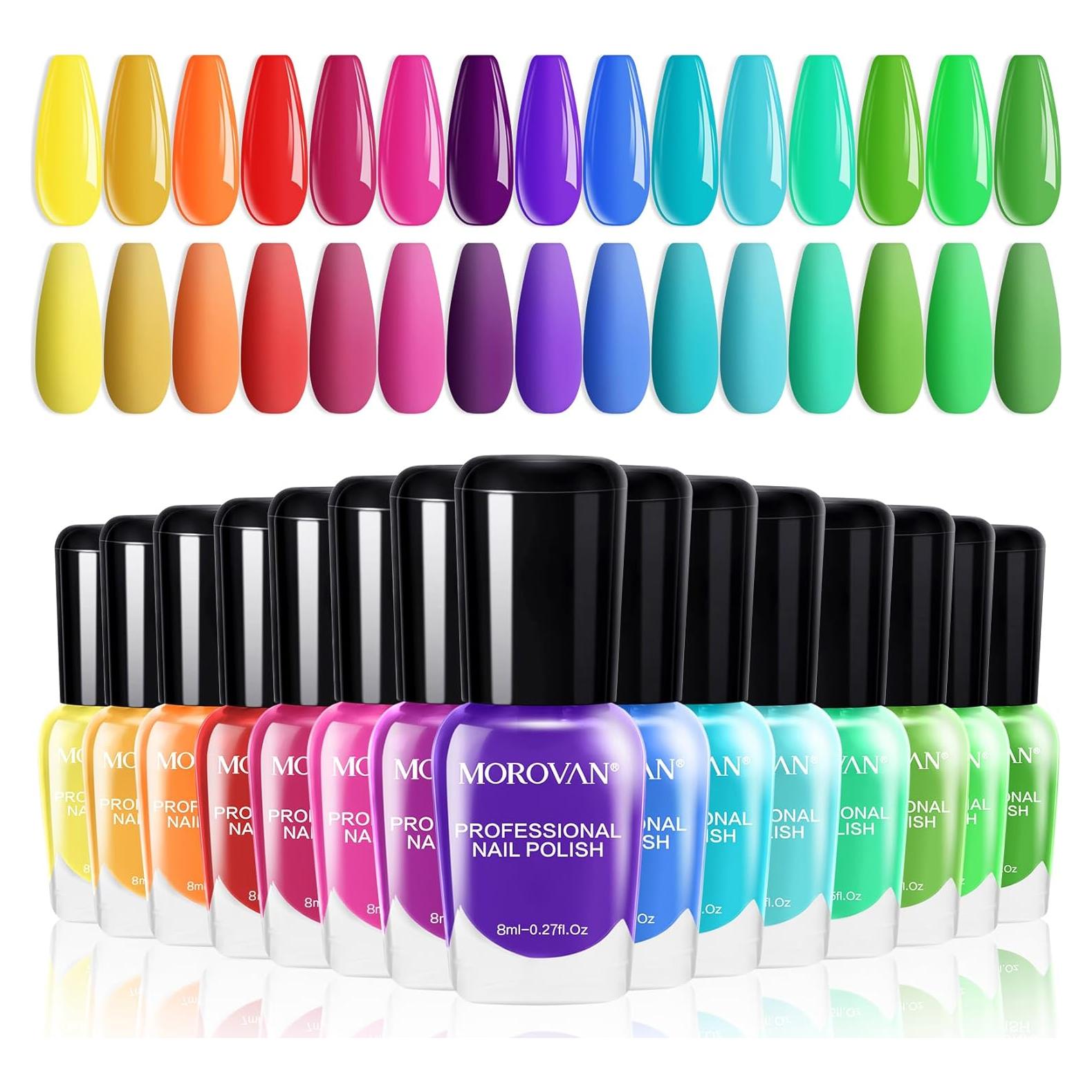 Set de Esmalte de Uñas Morovan 15 Colores Brillantes 0.27oz