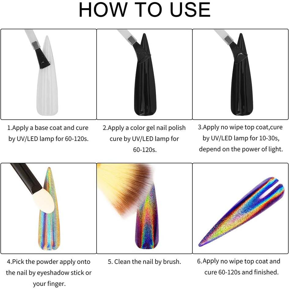 Conjunto de Polvo de Uñas Artdone 20 Tarros Efecto Espejo