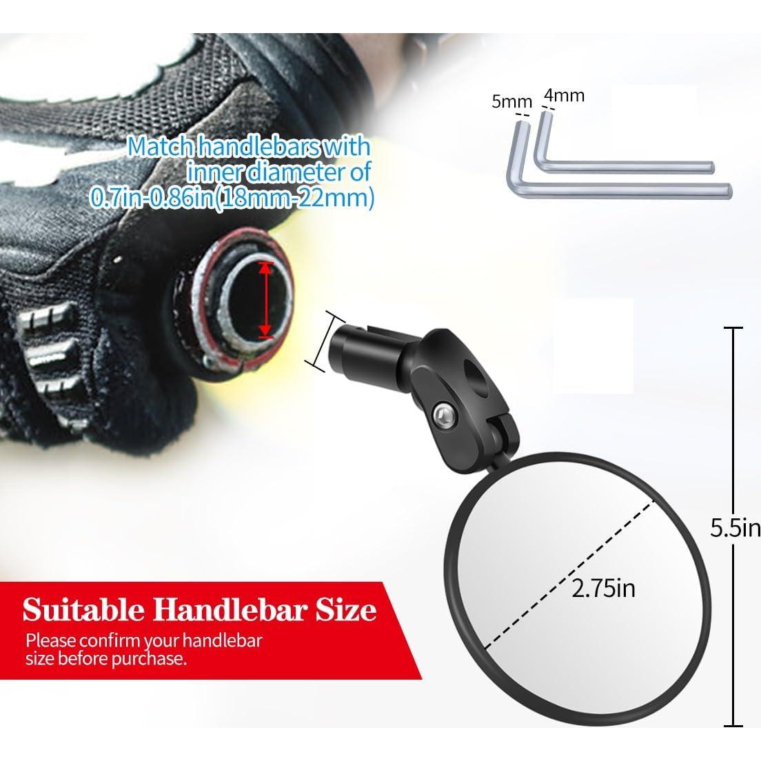 Espejo Retrovisor Convexo RUBY.Q para Bicicleta Ajustable