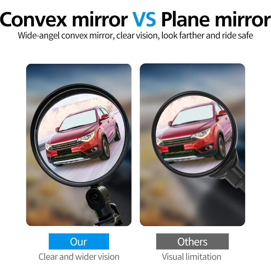 Espejo Retrovisor Convexo RUBY.Q para Bicicleta Ajustable