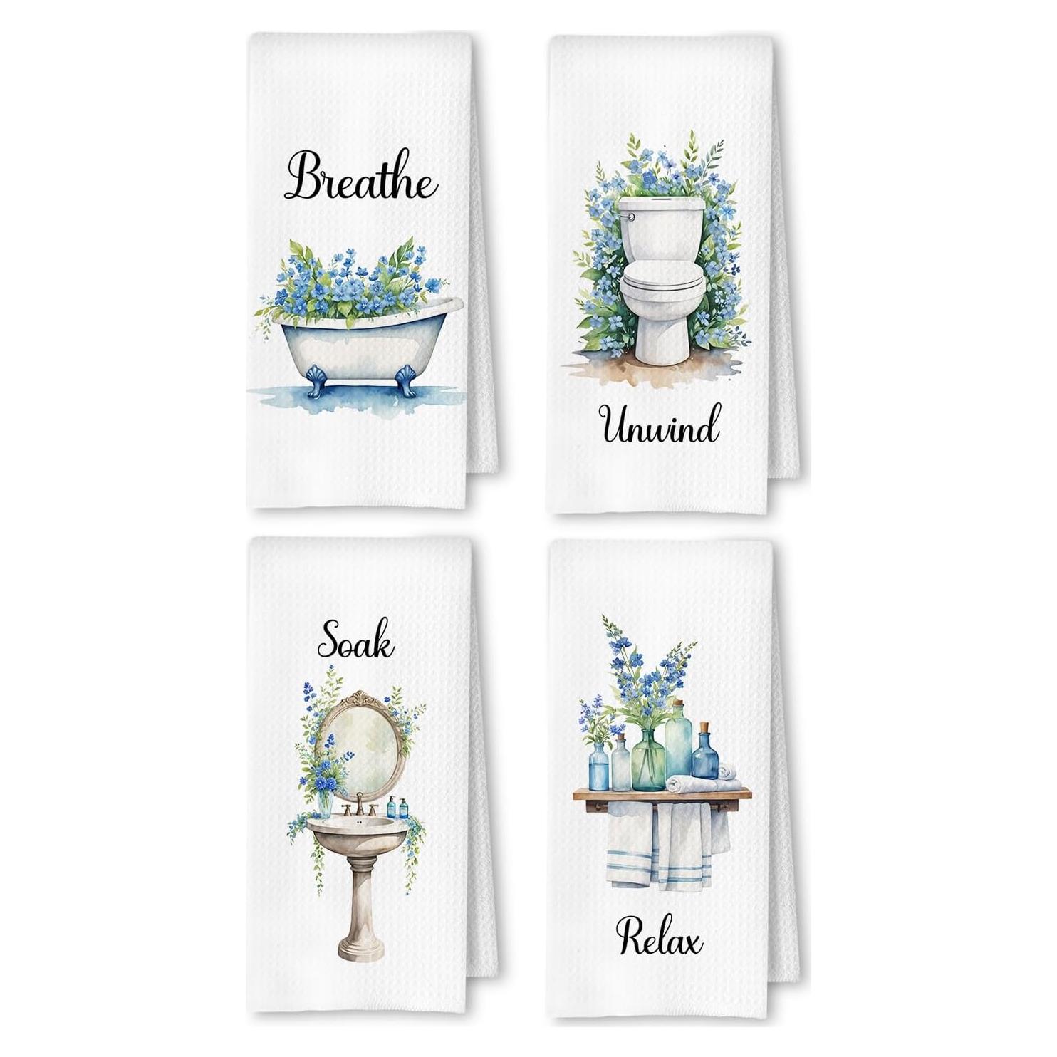 Toallas de Mano Decorativas ArtisaEura Botánicas Azules 60x40 cm