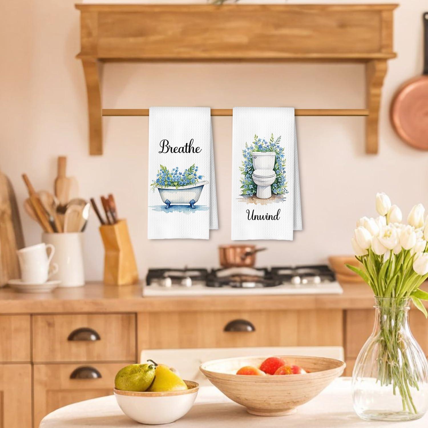 Toallas de Mano Decorativas ArtisaEura Botánicas Azules 60x40 cm