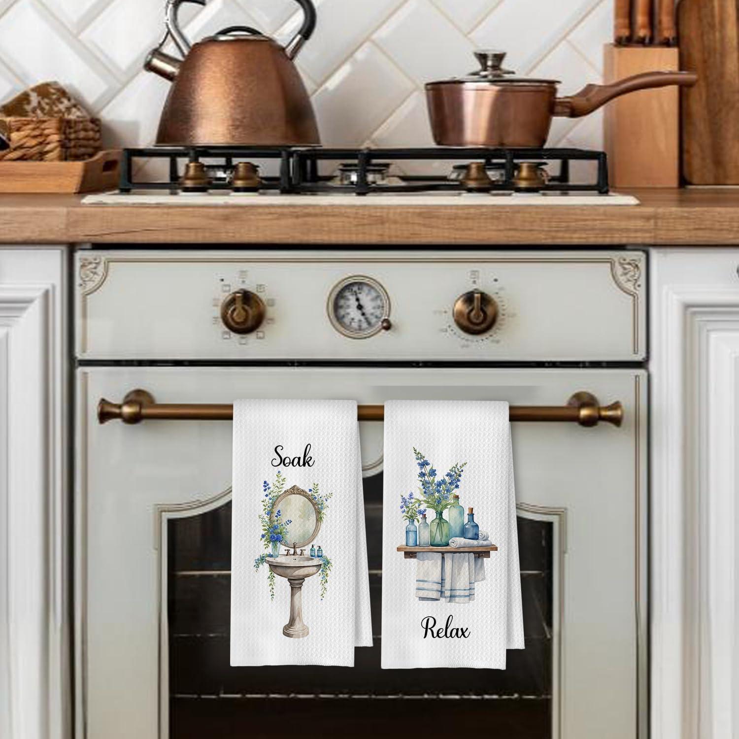 Toallas de Mano Decorativas ArtisaEura Botánicas Azules 60x40 cm