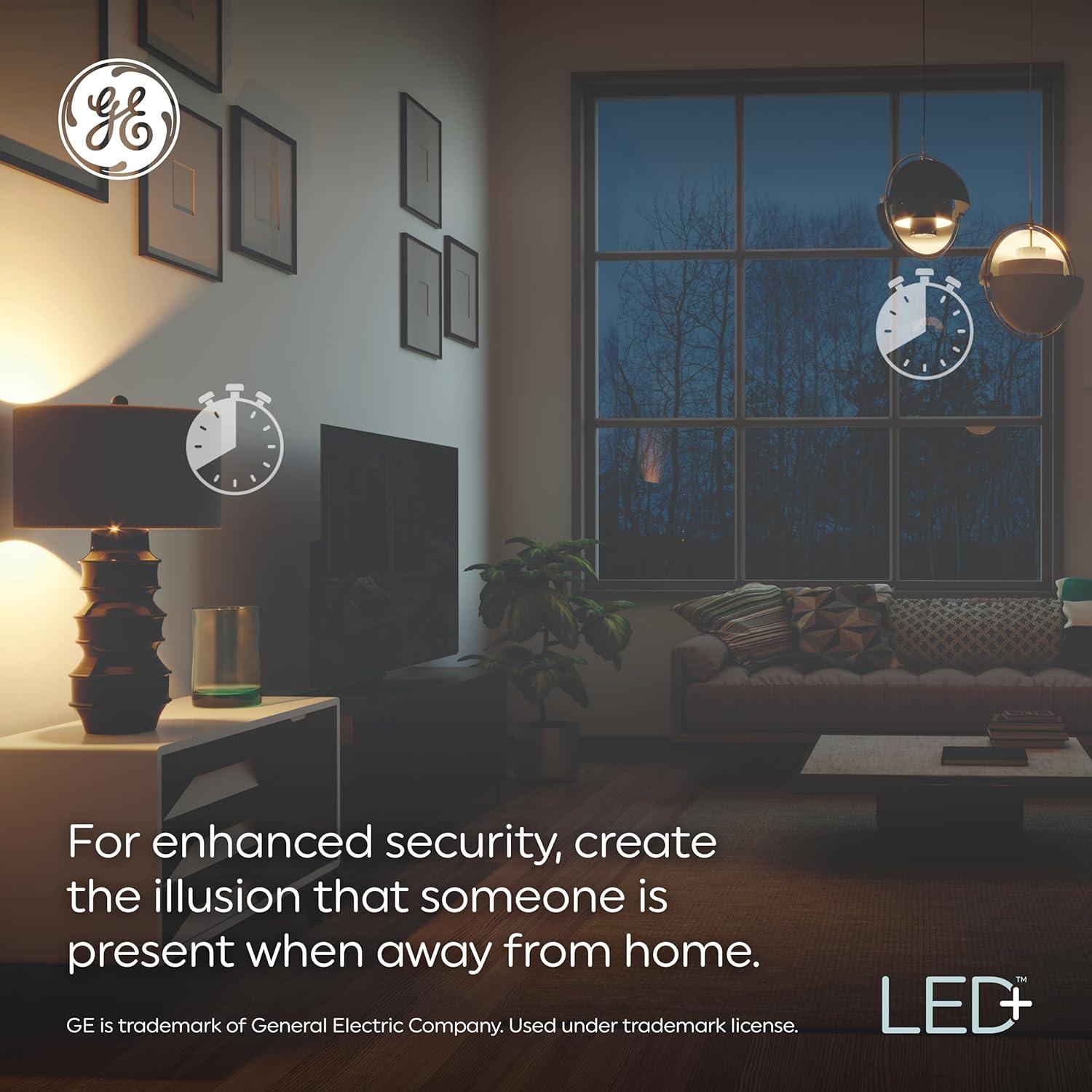 Bombillas LED GE+ A19 con Temporizador 8W Blanco Cálido 4 Pzas