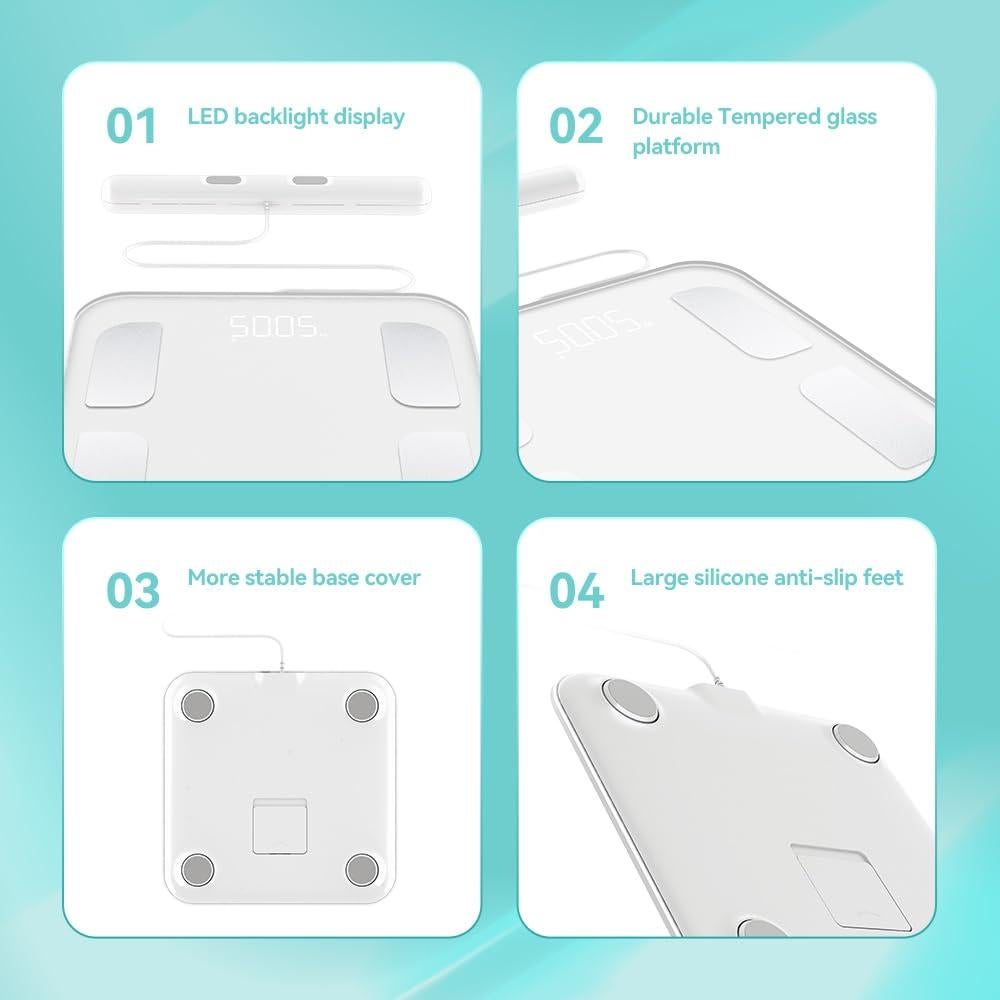 Báscula de Grasa Corporal Inteligente Fitdays FG2001B-A-WHITE