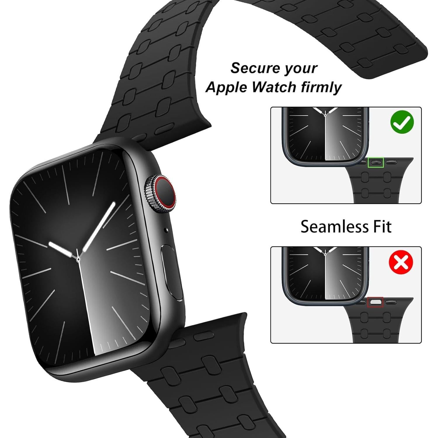 Banda Magnética Amizee para Apple Watch 38-42mm Silicona Negra