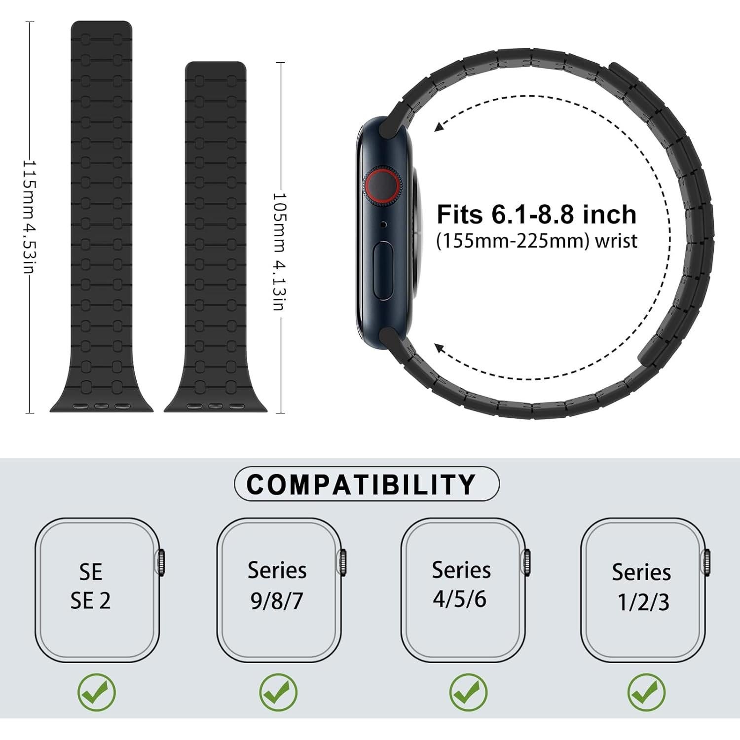 Banda Magnética Amizee para Apple Watch 38-42mm Silicona Negra