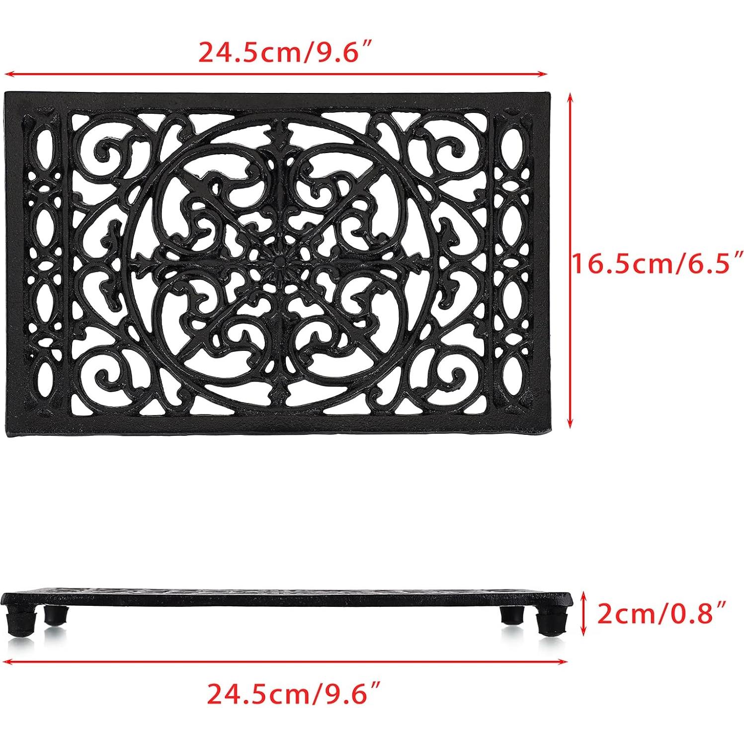 Trivet Rectangular de Hierro Fundido Sumnacon 24.4x15.5cm Negro