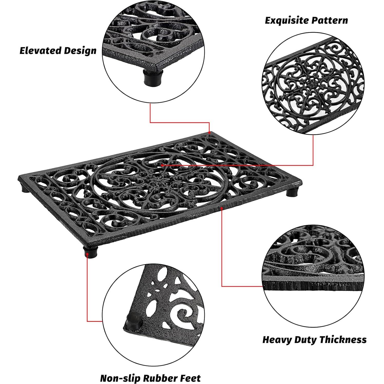 Trivet Rectangular de Hierro Fundido Sumnacon 24.4x15.5cm Negro