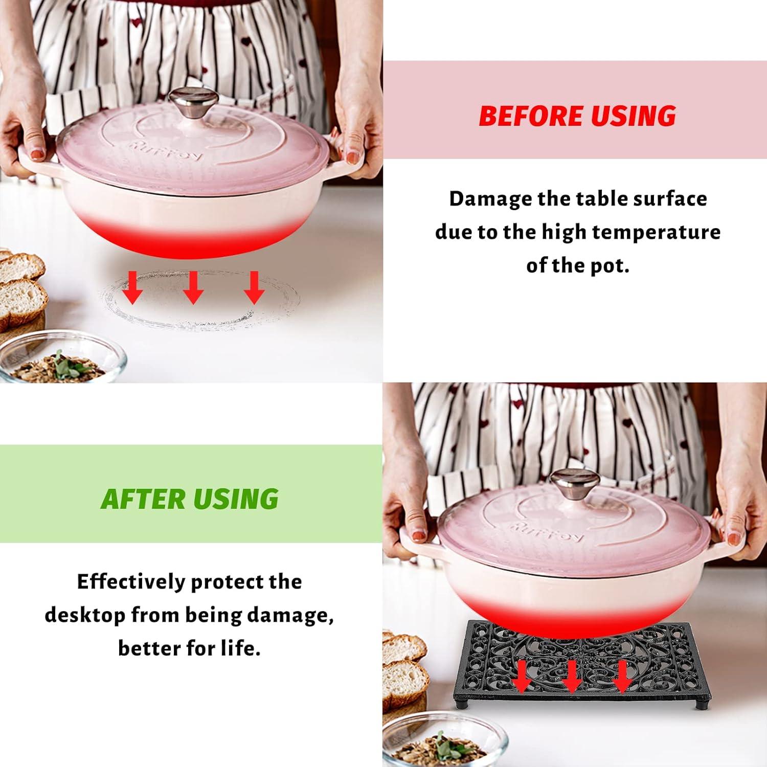 Trivet Rectangular de Hierro Fundido Sumnacon 24.4x15.5cm Negro