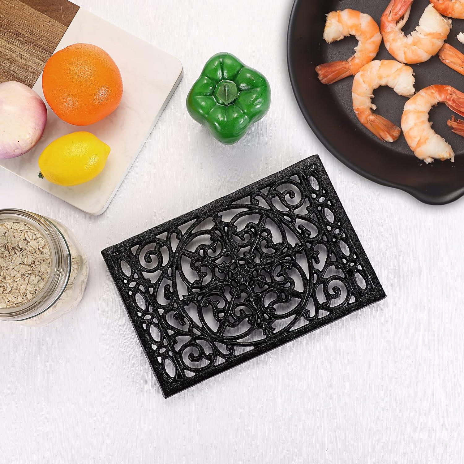 Trivet Rectangular de Hierro Fundido Sumnacon 24.4x15.5cm Negro